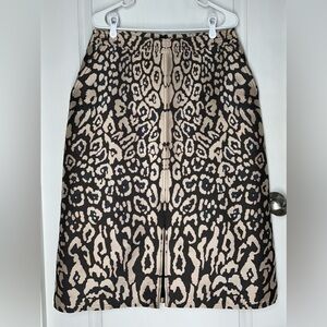 Temperley London Leopard Print Jacquard Midi Skirt UK 16 US 12 Formal Elegant